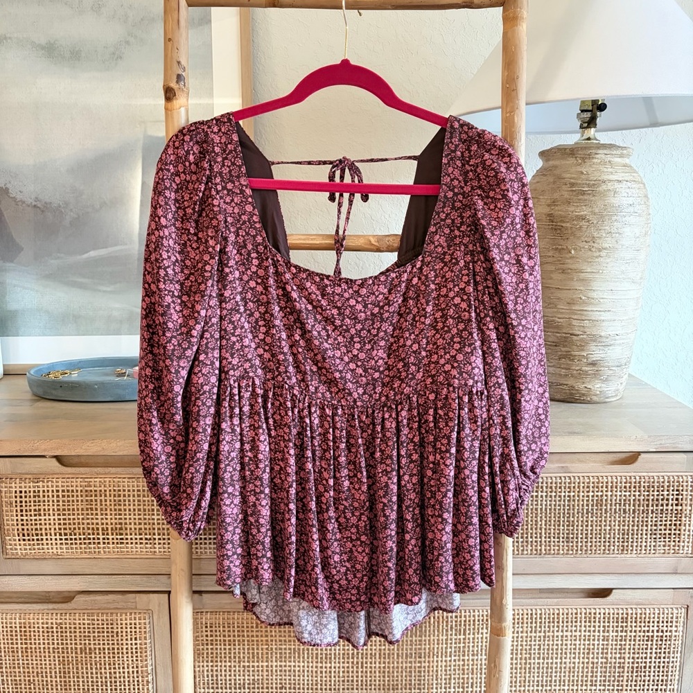 Mittoshop Smocked Back Peplum Top Sz M